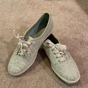 Kate Spade/Keds white sequin sneakers